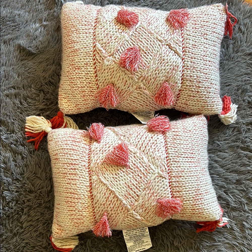 Opalhouse Red and Cream Knitted Pillow